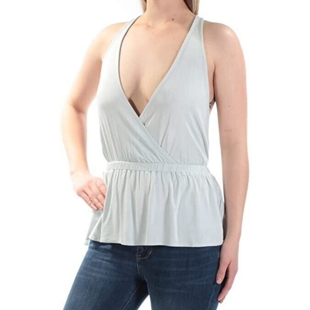 Free People‎ Womens Jersey Peplum Casual Top Sky OB572883 NWT Medium
